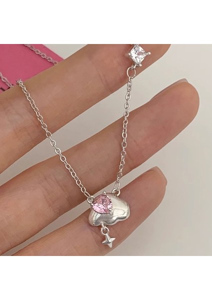 Okyanus Mavisi Aytaşı S925 Ayar Gümüş Mücevher Çok Yönlü Kolye Kadın Ins Tarzı Geometrik Oval Üst Düzey Niş Klavikula Zinciri (Yurt Dışından)