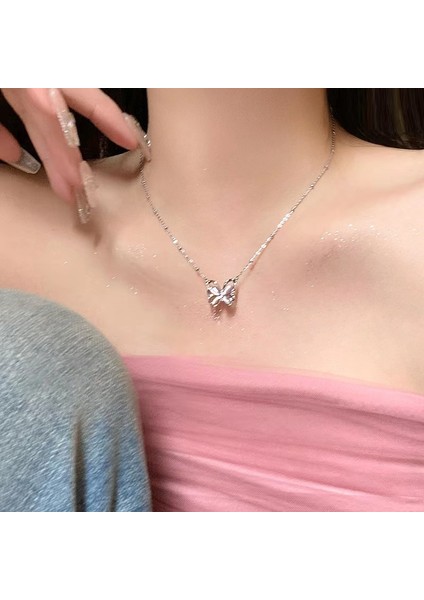 Üst Düzey Kelebek Inci Kolye Kadın Ins Tarzı Çok Yönlü Niş Yeni Ürün Klavikula Zinciri Hafif Lüks Zarif Aksesuarlar (Yurt Dışından)