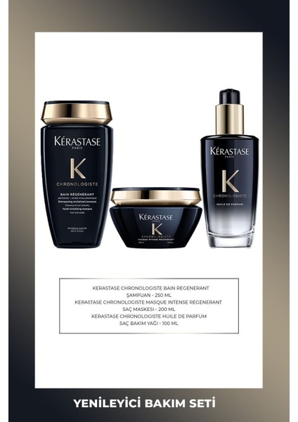 Kérastase Chronologiste Bain 250 Ml & Yenileyici Saç Maskesi 200 Ml & Saç Bakım Yağı 100 Ml