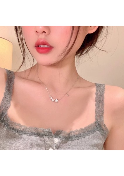 High-End Hafif Lüks Titanyum Çelik Kolye Kadın Niş Tasarımı Sıcak Kız Inci Köprücük Kemiği Zinciri Moda Çok Yönlü Aksesuar (Yurt Dışından)