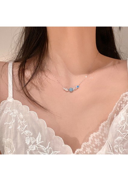 High-End Hafif Lüks Titanyum Çelik Kolye Kadın Niş Tasarımı Sıcak Kız Inci Köprücük Kemiği Zinciri Moda Çok Yönlü Aksesuar (Yurt Dışından)