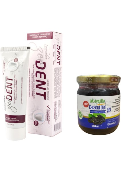 Zerdent Doğal Diş Macunu ve Karadut Özü 200 ml Set - Doğal Ağız Bakım Seti