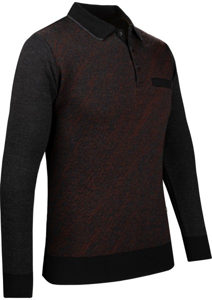 Erkek Polo Yaka Triko Kazak Desenli Kol ve Bel Lastikli Çelik Örgü Klasik Kalıp - 5012F fiyatları