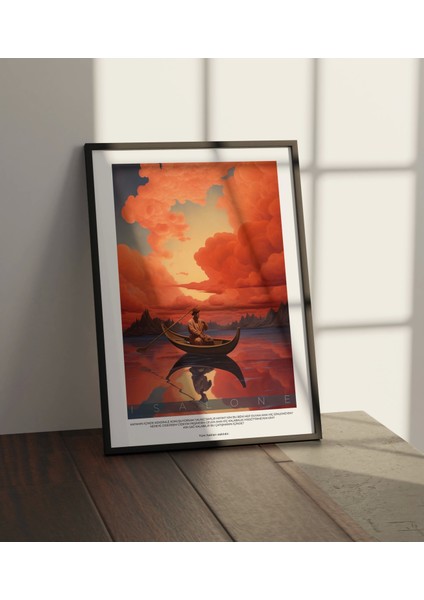 Gölde Kayık Illüstrasyon, Ofis Dekor Poster