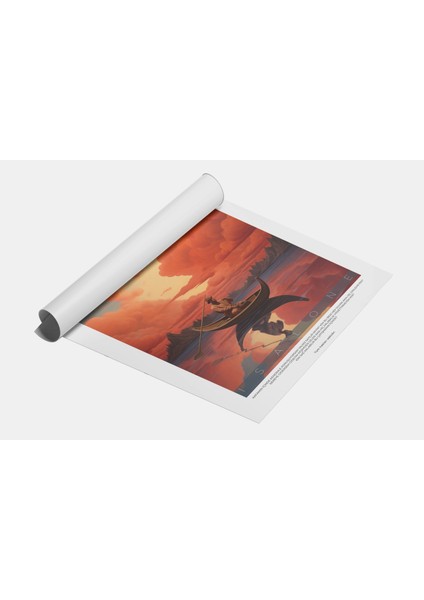 Gölde Kayık Illüstrasyon, Ofis Dekor Poster
