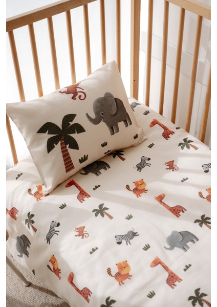 Bebek Beşik, Park Yatak (70X110 Cm) Nevresim & Çarşaf Takımı, Pamuk Saten - Safari modelleri