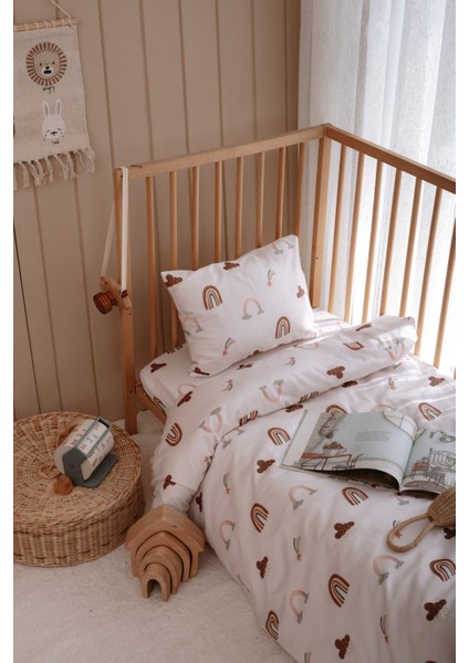 Bebek Beşik, Park Yatak (70X110 Cm) Nevresim & Çarşaf Takımı, Pamuk Saten - Gökkuşağı fiyatları