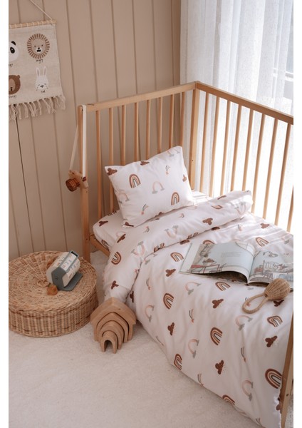 Bebek Beşik, Park Yatak (70X110 Cm) Nevresim & Çarşaf Takımı, Pamuk Saten - Gökkuşağı modelleri