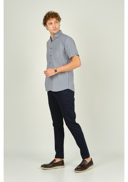 Erkek Ekoseli Yaka Düğmeli Kısa Kollu Pamuklu Gömlek 3008 Sarı fiyatları