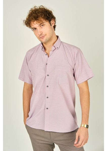 Erkek Desenli Tek Cepli Kısa Kollu Pamuklu Gömlek 3001 Kırmızı fiyatları