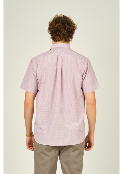 Erkek Desenli Tek Cepli Kısa Kollu Pamuklu Gömlek 3001 Kırmızı fırsatları