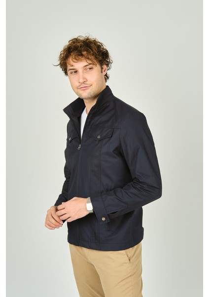 Erkek Hakim Yaka Cep Detaylı Fermuarlı Mevsimlik Spor Mont 4700 Lacivert fiyatları