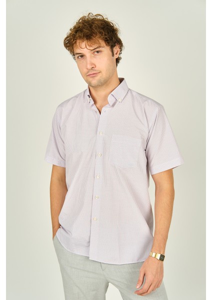 Erkek Tek Cepli Yaka Düğmeli Kısa Kollu Pamuklu Gömlek 3003 Kırmızı fiyatları