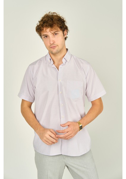 Erkek Tek Cepli Yaka Düğmeli Kısa Kollu Pamuklu Gömlek 3003 Kırmızı modelleri