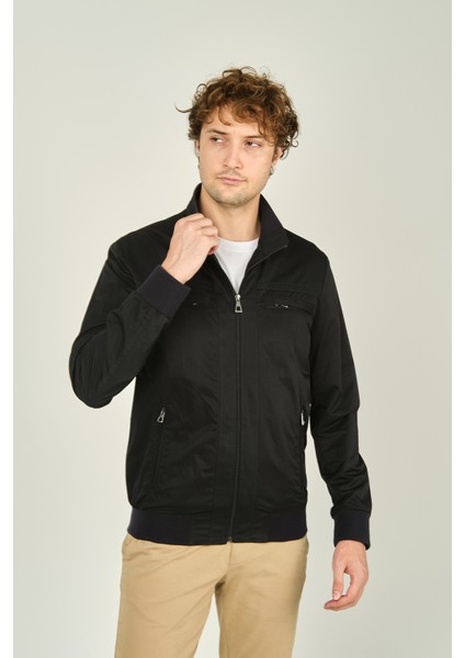 Erkek Hakim Yaka Fermuarlı Cep Detaylı Mevsimlik Spor Mont 4500 Lacivert fiyatları