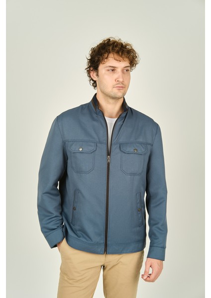Erkek Hakim Yaka Cep Detaylı Mevsimlik Spor Mont 2734 Indigo modelleri