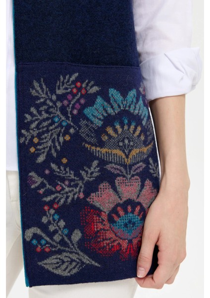 Kadın Triko Önü Açık Araboy Yün Yelek 24076 Y.a. Lacivert modelleri