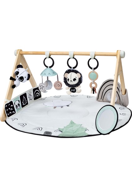 0-3 Yaş Ahşap Detaylı Jimnastik Merkezi Oyun Halısı (Black & White Koleksiyonu)