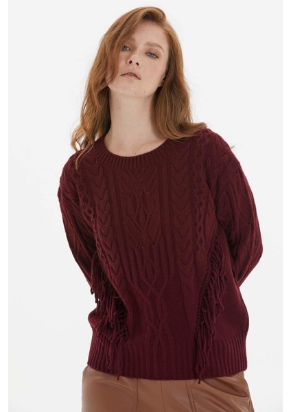 Kadın Bağcık Detaylı Bluz 2653 Bordo modelleri