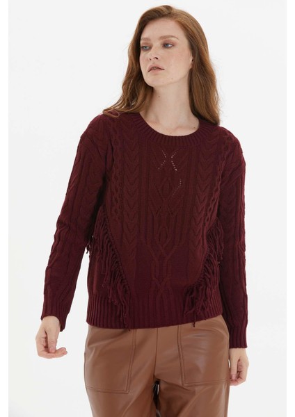 Kadın Bağcık Detaylı Bluz 2653 Bordo