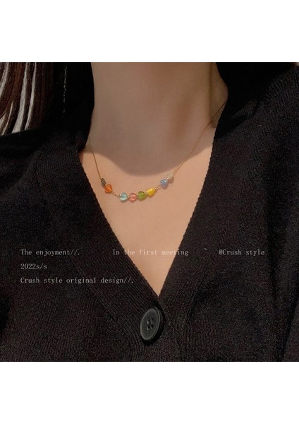 Süper Peri Fransız Retro Hip-Hop Klavikula Zinciri Kadın Sıcak Kız Inci Kolye Ins Niş Tasarım Işık Lüks Aksesuarlar Kolye (Yurt Dışından)