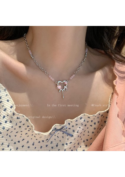 Süper Peri Fransız Retro Hip-Hop Klavikula Zinciri Kadın Sıcak Kız Inci Kolye Ins Niş Tasarım Işık Lüks Aksesuarlar Kolye (Yurt Dışından)