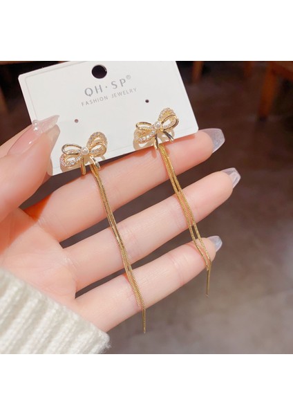 Popüler 925 Gümüş Iğne Küpe Klasik Geometrik Uzun Püskül Küpe (Yurt Dışından)