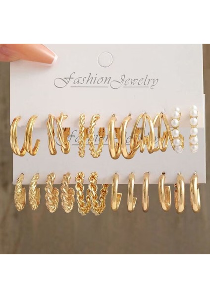 Çok Satan Moda Avrupa ve Amerikan Tarzı Altın C-Şekilli Zincir Küpe Seti, Bayanlar Için Hafif Lüks ve Üst Düzey Küpeler (Yurt Dışından)