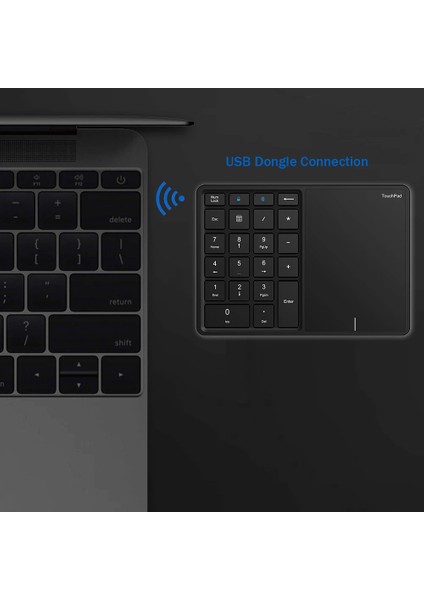 Coverzone Macbook Notebook Uyumlu Touchpad'li USB Dongle Kablosuz Numerik Klavye Tuş Takımı Mini Numpad Ultra Ince Kablosuz Şarjlı 22 Tuşlu Mini Rakam Klavyesi BT14