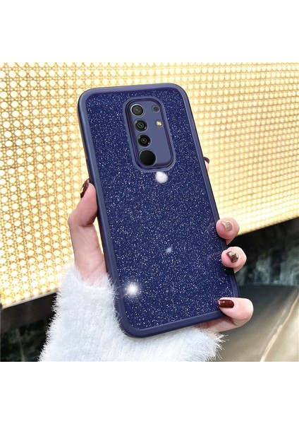 Xiaomi Redmi 9 Uyumlu Kılıf Zebana Işıltım Silikon Kılıf (Kamera Lens Korumalı) Derin Mor