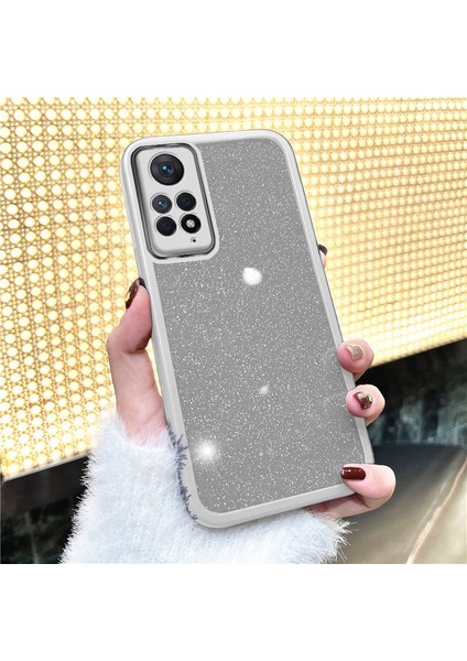 Xiaomi Redmi Note 11 Pro Uyumlu Kılıf Zebana Işıltım Silikon Kılıf (Kamera Lens Korumalı) Gri