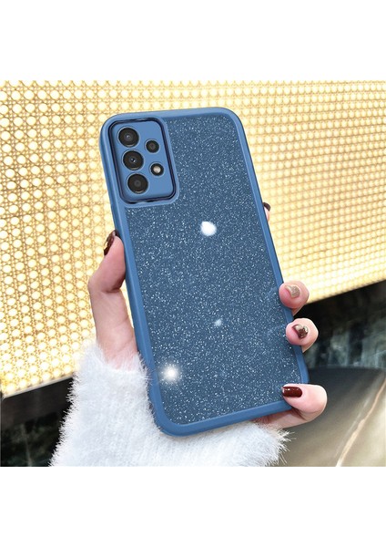 Samsung Galaxy A73 5g Uyumlu Kılıf Zebana Işıltım Silikon Kılıf (Kamera Lens Korumalı) Açık Mavi