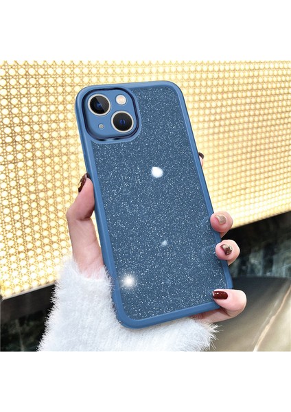 Apple iPhone 15 Plus Uyumlu Kılıf Zebana Işıltım Silikon Kılıf (Kamera Lens Korumalı) Açık Mavi