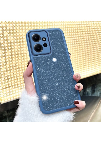 Xiaomi Redmi Note 12 Uyumlu Kılıf Zebana Işıltım Silikon Kılıf (Kamera Lens Korumalı) Açık Mavi