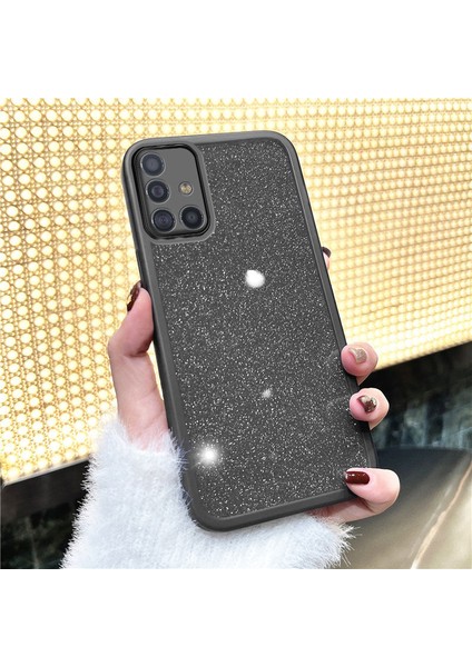 Samsung Galaxy A51 Uyumlu Kılıf Zebana Işıltım Silikon Kılıf (Kamera Lens Korumalı) Siyah