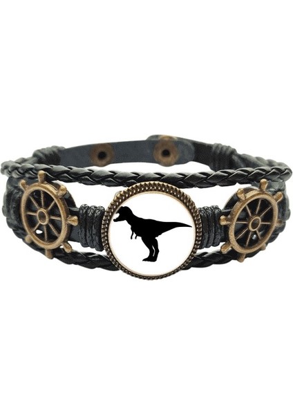 Dinosaur B Roar Art Deco Moda Deri Kaplı Okyanus Bracelet Wristband (Yurt Dışından)