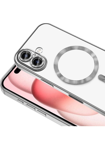 iPhone 16 Kılıf Demre Renkli Silikon Magsafe Wireless Şarj Özellikli Gümüş fiyatları