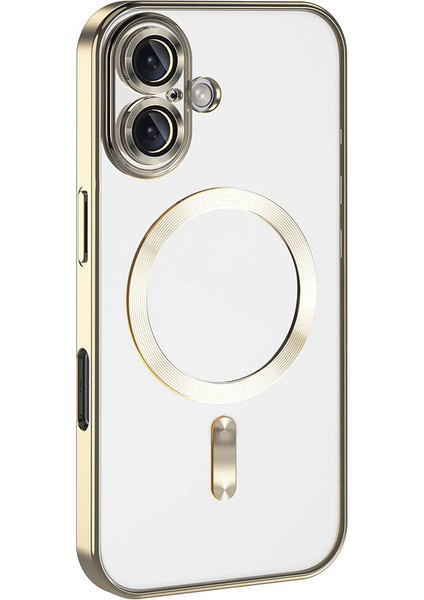 iPhone 16 Plus Kılıf Demre Renkli Silikon Magsafe Wireless Şarj Özellikli Gold