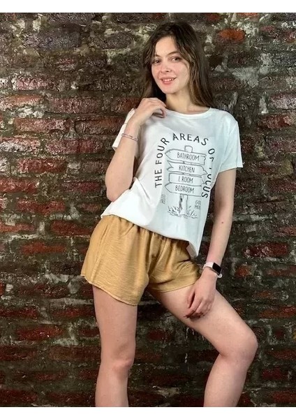 Kadın Beyaz Yazılı Tshirt