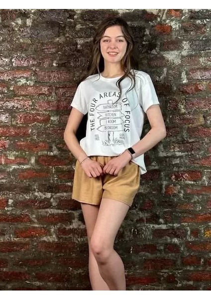 Kadın Beyaz Yazılı Tshirt