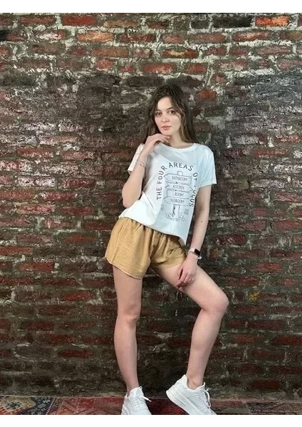Kadın Beyaz Yazılı Tshirt