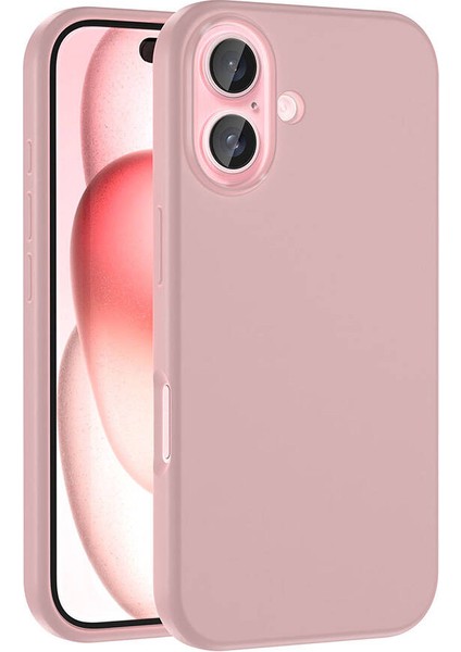 iPhone 16 Kılıf Magsafeli Silinebilir Sert Silikon Kivi Kapak Rose Gold