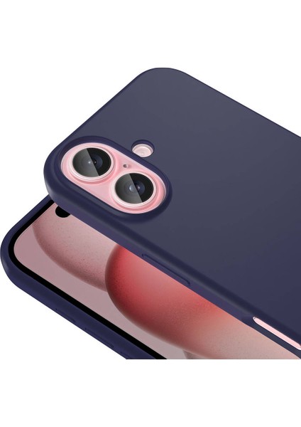 iPhone 16 Kılıf Magsafeli Silinebilir Sert Silikon Kivi Kapak Lacivert