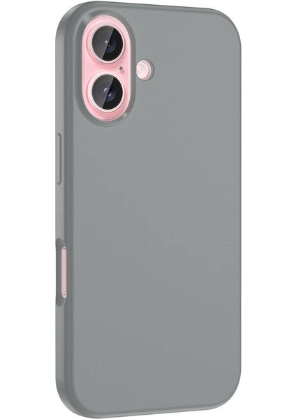 iPhone 16 Plus Kılıf Magsafeli Silinebilir Sert Silikon Kivi Kapak Gri