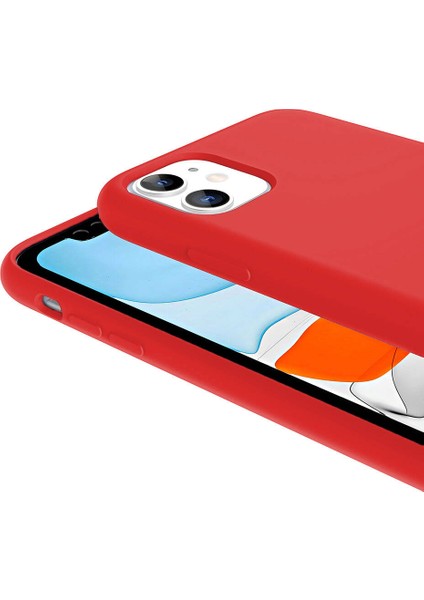 iPhone 11 Kılıf Magsafeli Silinebilir Sert Silikon Kivi Kapak Kırmızı