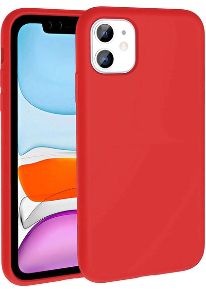 iPhone 11 Kılıf Magsafeli Silinebilir Sert Silikon Kivi Kapak Kırmızı