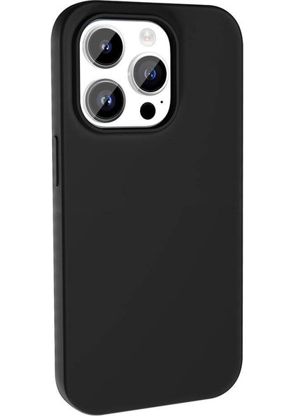 iPhone 15 Pro Kılıf Magsafeli Silinebilir Sert Silikon Kivi Kapak Siyah
