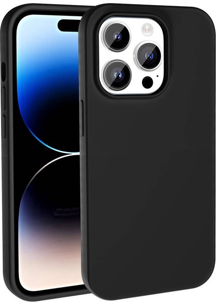 iPhone 15 Pro Kılıf Magsafeli Silinebilir Sert Silikon Kivi Kapak Siyah