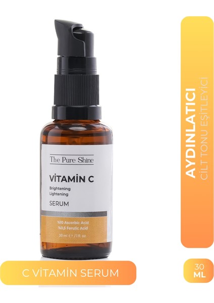 C Vit Aydınlatıcı ve Ton Eşitleyici Bakım Serumu 30 ml (10% Ascorbic Acid + Ferulic Acid 0,5%)