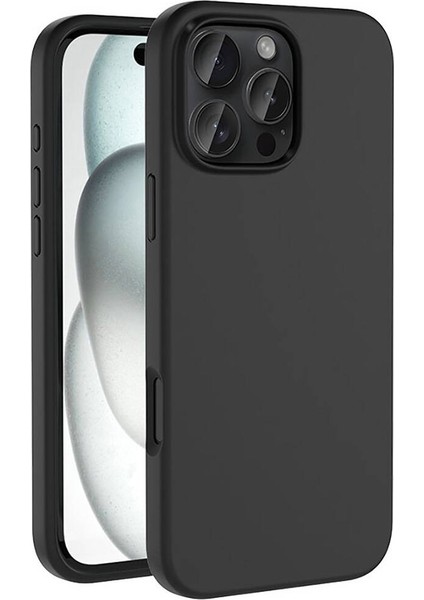 iPhone 16 Pro Kılıf Magsafeli Silinebilir Sert Silikon Kivi Kapak Siyah